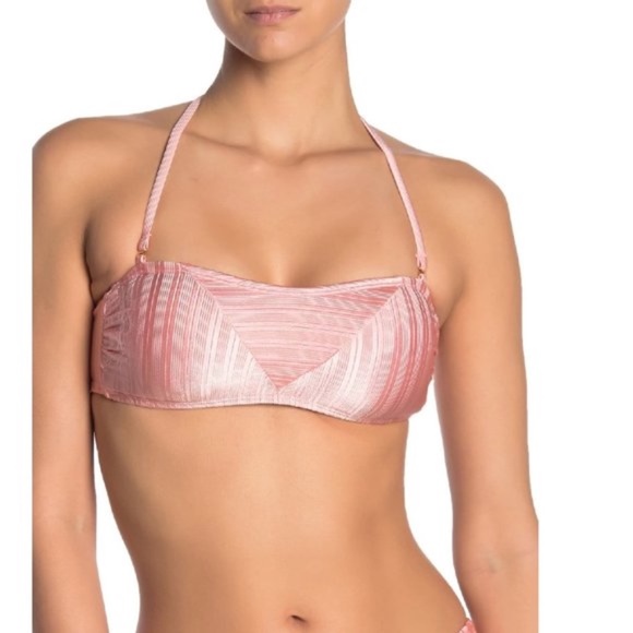 The Bikini Lab Luster Ribbed Bandeau Bikini Top - Picture 1 of 6